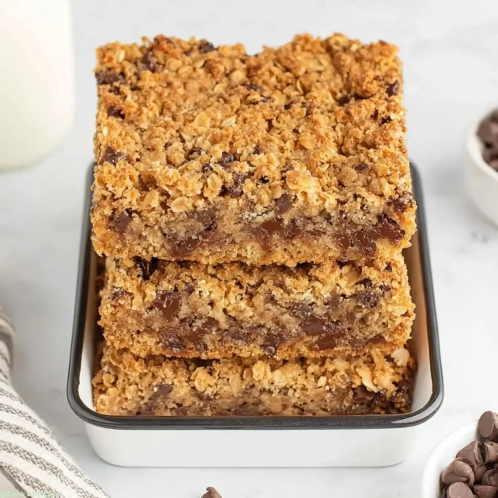 Easy Peanut Butter Oatmeal Chocolate Chip Banana Bread Bars 1
