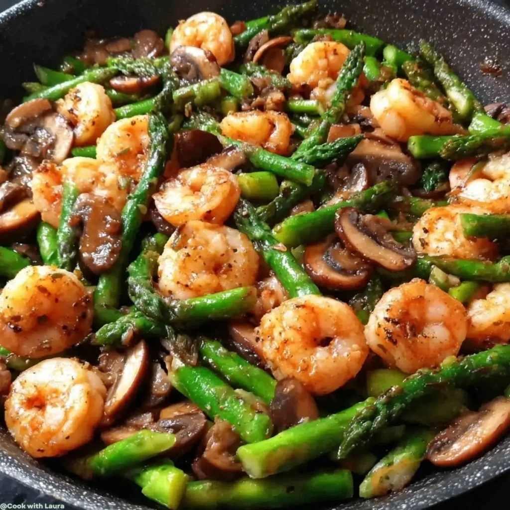 Easy Shrimp and Asparagus Stir-Fry with Mushrooms
