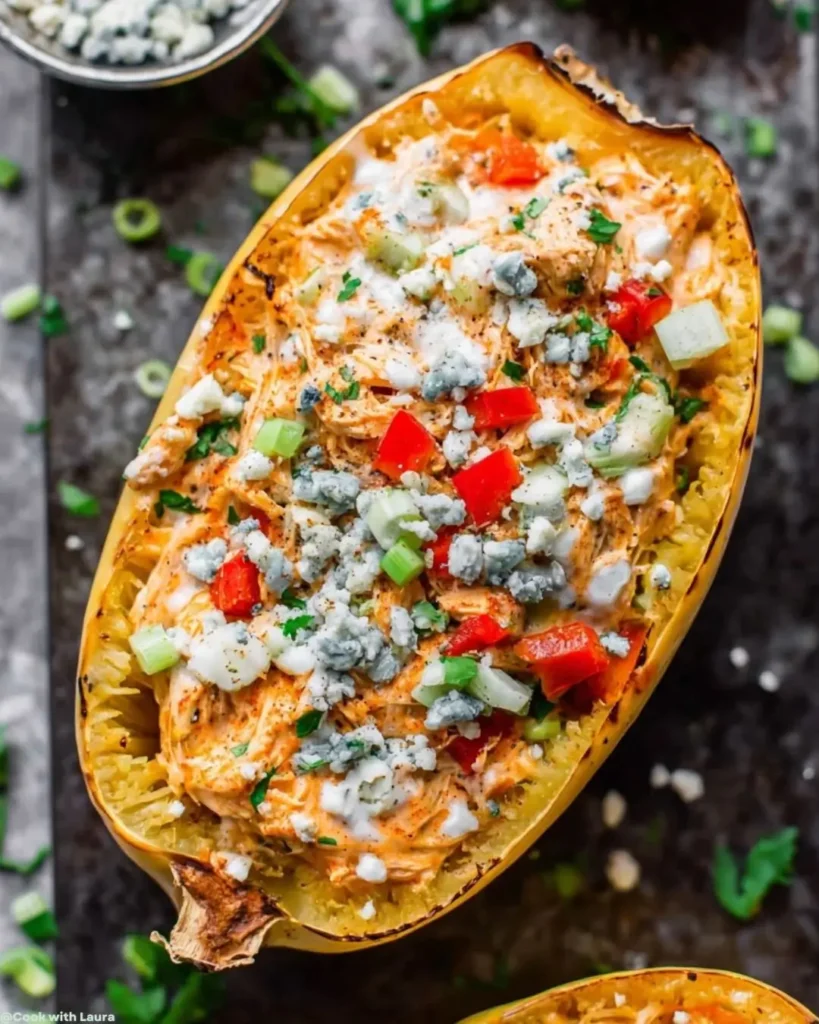 How to Make Buffalo Chicken Stuffed Spaghetti Squash
