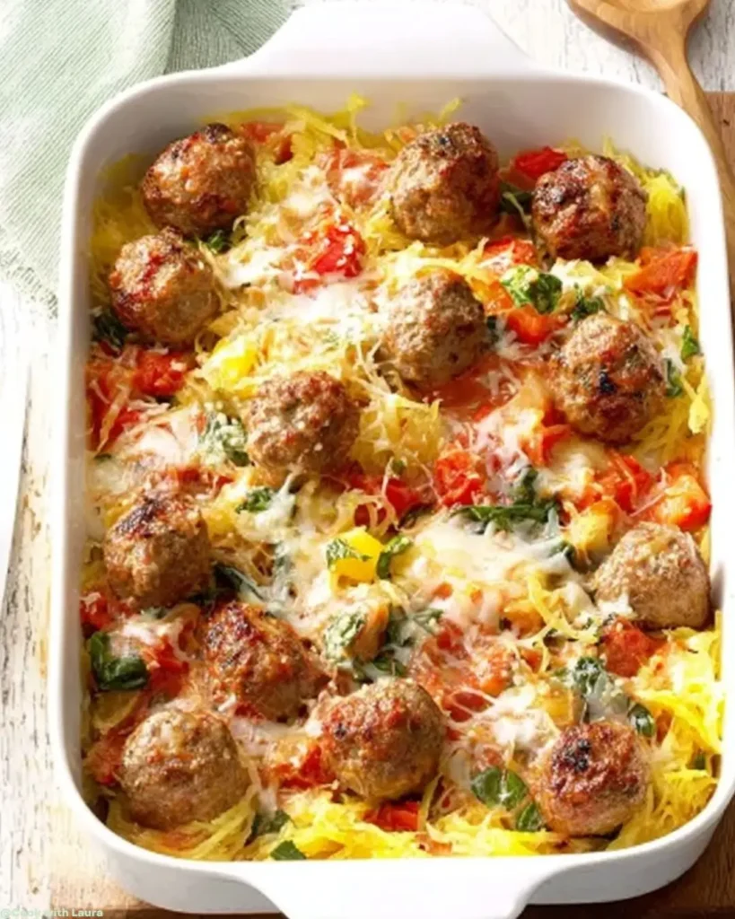 How to Make Spaghetti Squash Meatball Casserole