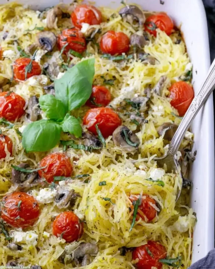How to Make Tomato Feta Baked Spaghetti Squash
