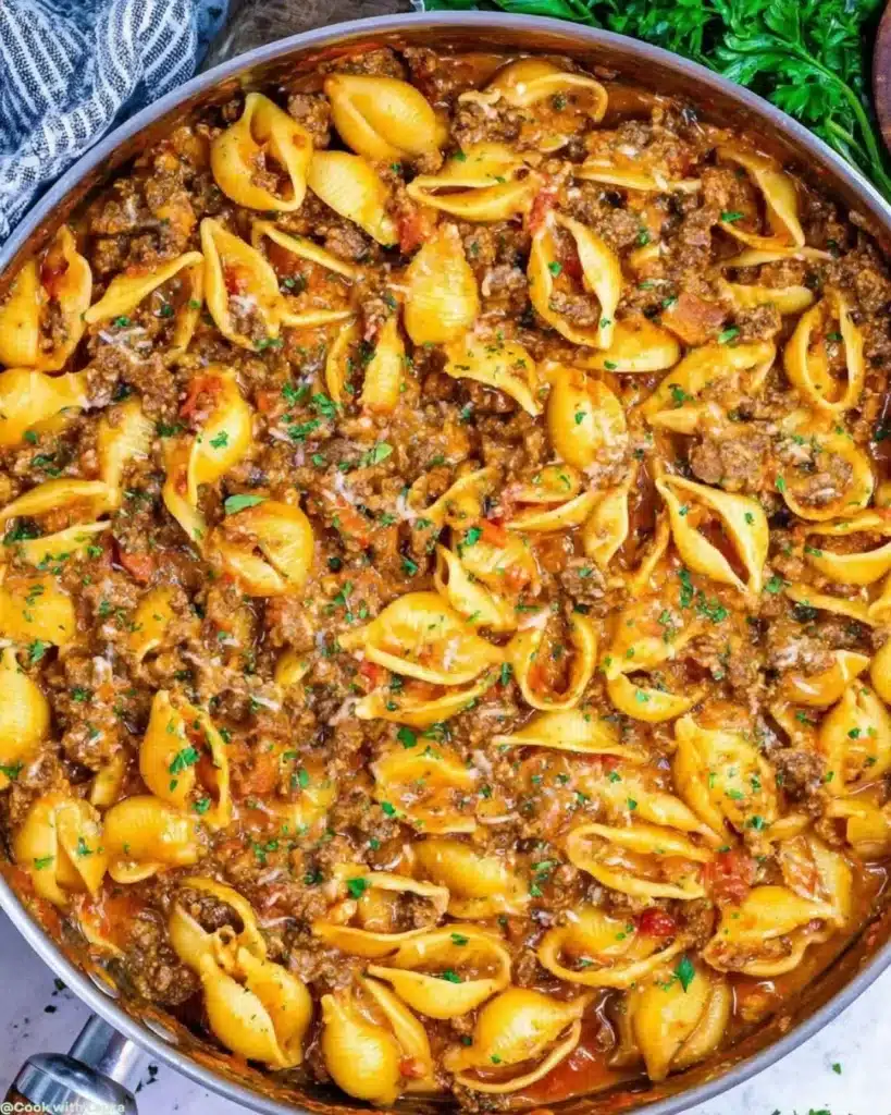 Ingredients for Creamy Beef and Shells
