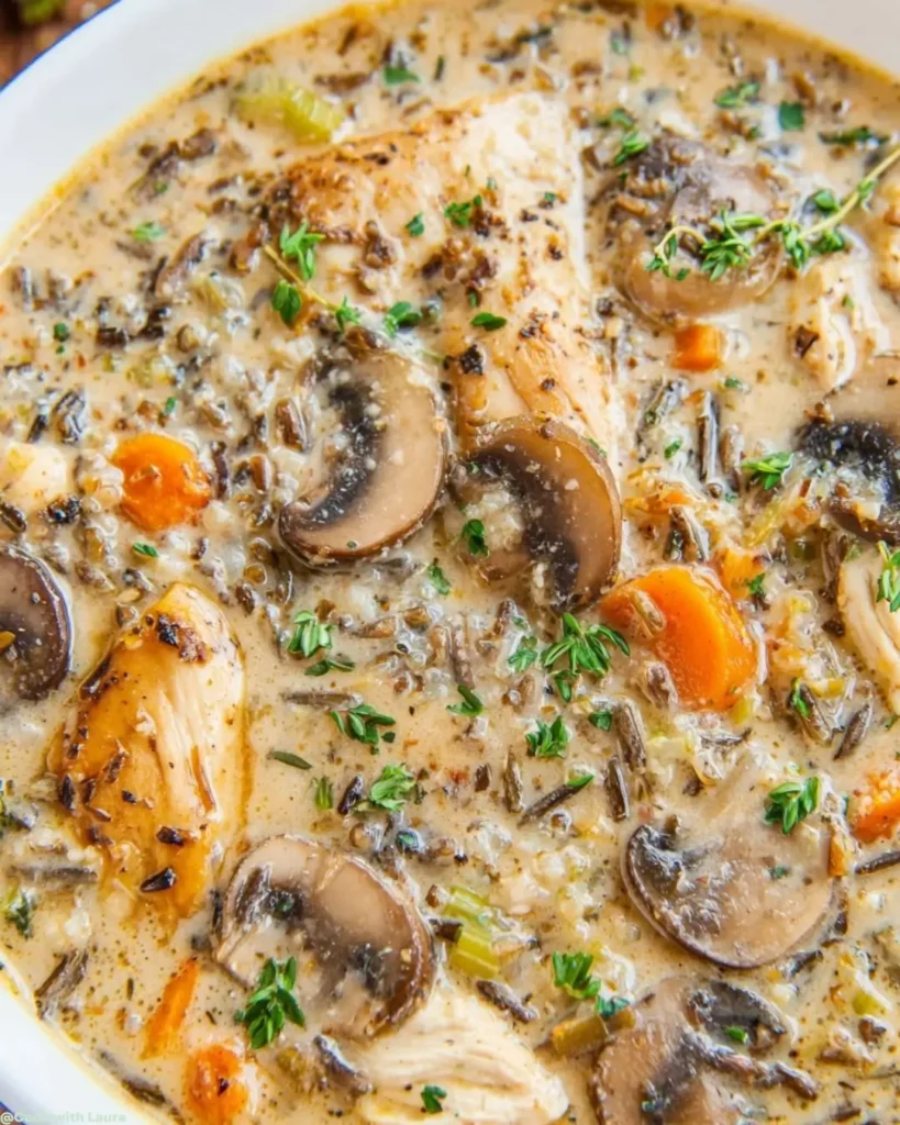 Creamy Mushroom Chicken and Wild Rice Soup 6 Ingredients for Creamy Mushroom Chicken and Wild Rice Soup