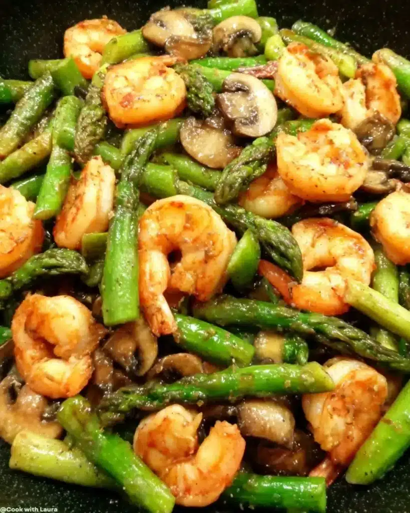 Ingredients for Shrimp and Asparagus Stir-Fry with Mushrooms